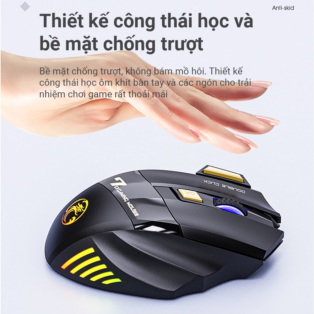 Chuột gaming không dây iMice GWX7 - 2 mode 2.4GHZ và bluetooth 5.1 - 7 nút bấm - Đèn LED 7 màu - Pin có thể sạc được | BigBuy360 - bigbuy360.vn