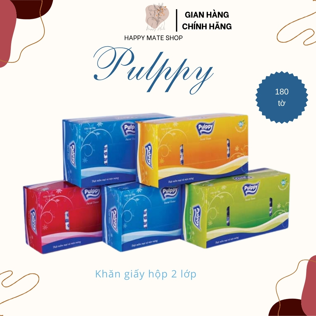 Khăn giấy hộp rút Pulppy 2 lớp 180 tờ (giao màu ngẫu nhiên) | Shopee ...