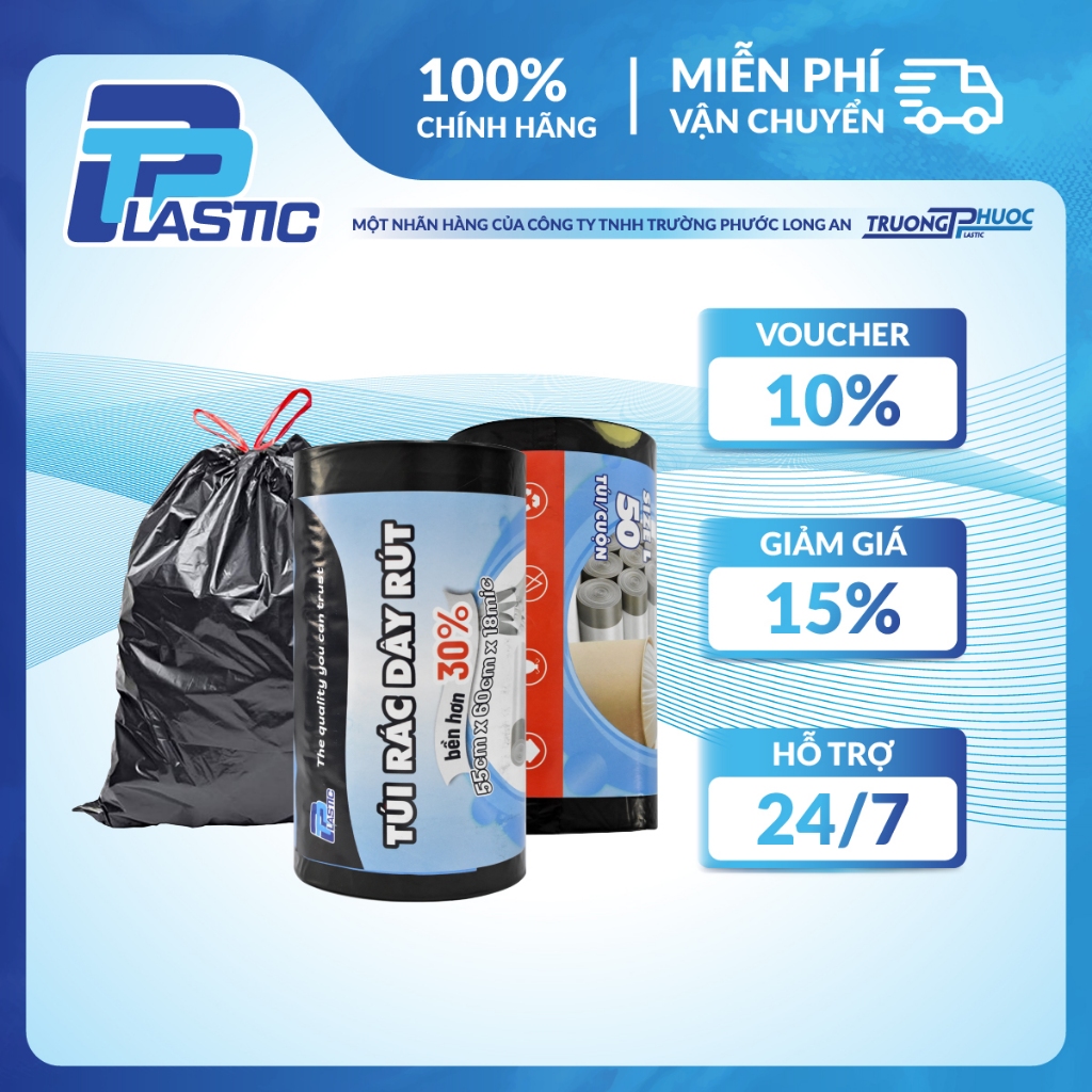 Túi Nhựa PP - Cuộn 100 Túi Rác Dây Rút Trường phước Plastic - hàng Xuất ...