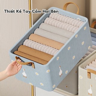 Hộp Đựng Quần Áo Khung Thép Hộp Vải Có Quai Xách Đựng Đồ Chắc Chắn Hình Hoa 47x28x20cm