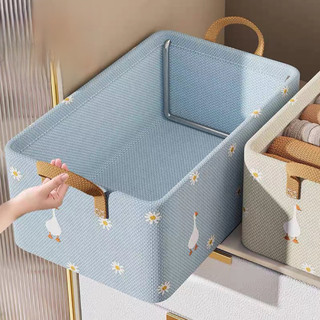 Hộp Đựng Quần Áo Khung Thép Hộp Vải Có Quai Xách Đựng Đồ Chắc Chắn Hình Hoa 47x28x20cm