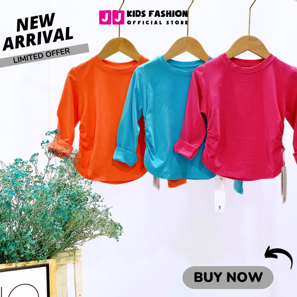 Áo thun croptop cho bé gái, áo phông croptop bé gái cao cấp dài tay full size | JJ Kids Fashion