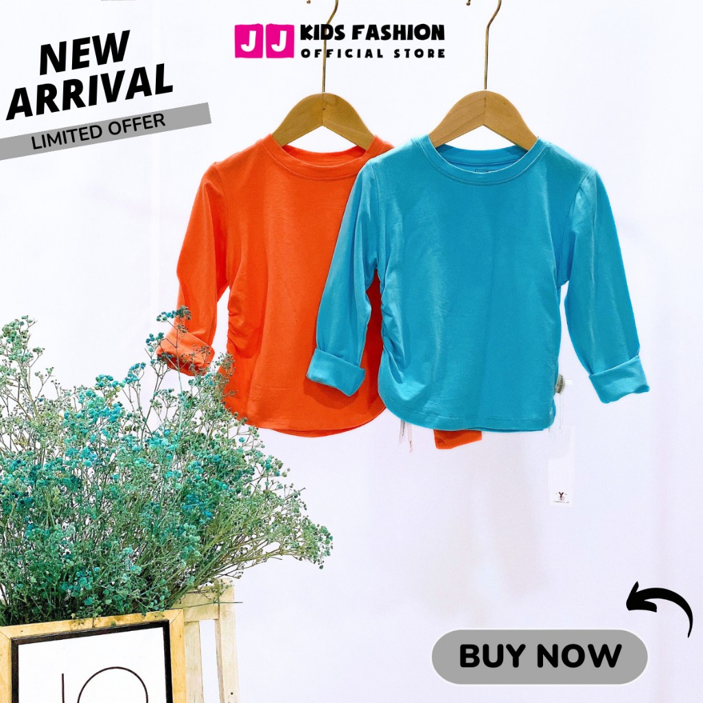 Áo thun croptop cho bé gái, áo phông croptop bé gái cao cấp dài tay full size | JJ Kids Fashion