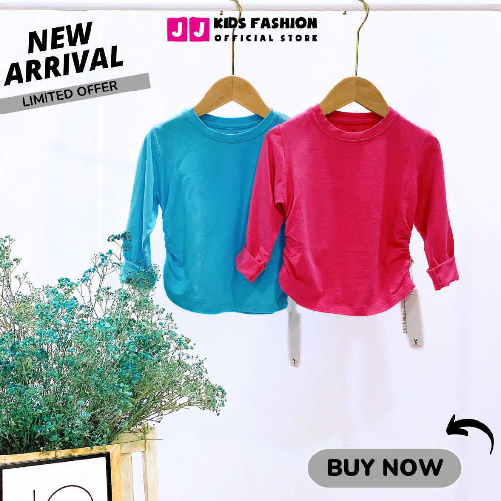 Áo thun croptop cho bé gái, áo phông croptop bé gái cao cấp dài tay full size | JJ Kids Fashion
