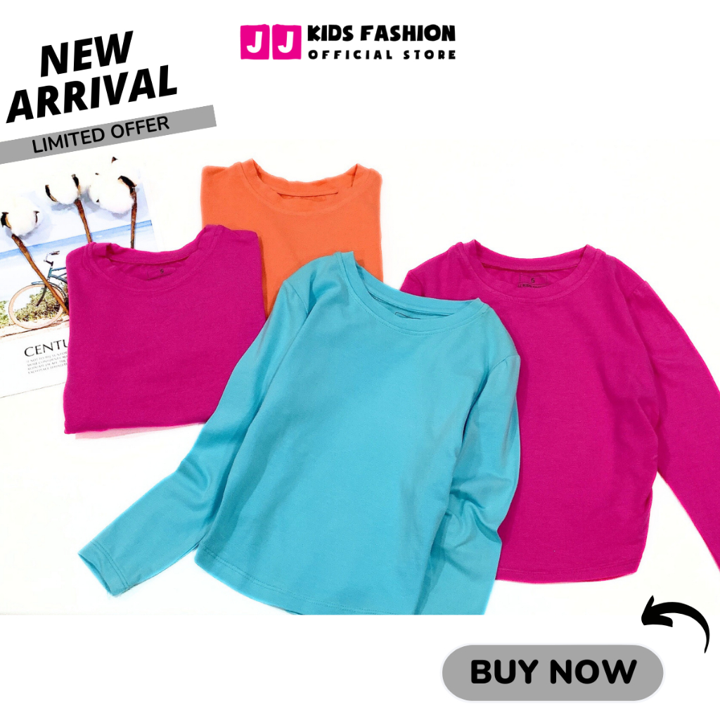 Áo thun croptop cho bé gái, áo phông croptop bé gái cao cấp dài tay full size | JJ Kids Fashion