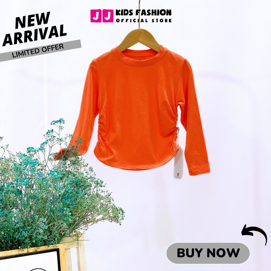 Áo thun croptop cho bé gái, áo phông croptop bé gái cao cấp dài tay full size | JJ Kids Fashion