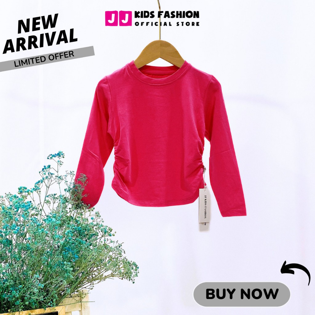 Áo thun croptop cho bé gái, áo phông croptop bé gái cao cấp dài tay full size | JJ Kids Fashion