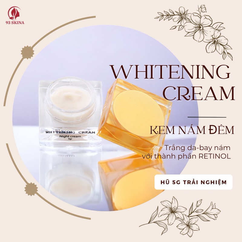 kem dưỡng trắng da mờ thâm nám tàn nhang WHITENING CREAM 5g giúp da căng mịn ngăn ngừa lão hóa da