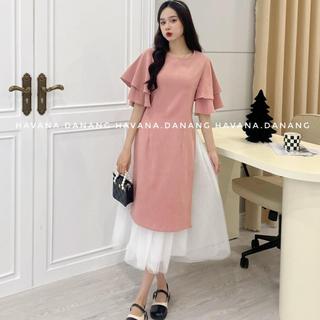 Set áo dài cách tân tay bồng cánh tiên hai tầng kèm chân váy voan HAVANA AD45