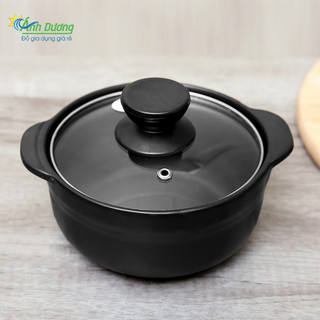 Nồi đất sứ tráng men cao cấp nắp kính kho thịt, kho cá 1L ( 17cm )