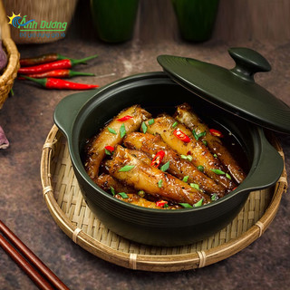 Nồi đất sứ tráng men cao cấp nắp kính kho thịt, kho cá 1L ( 17cm )