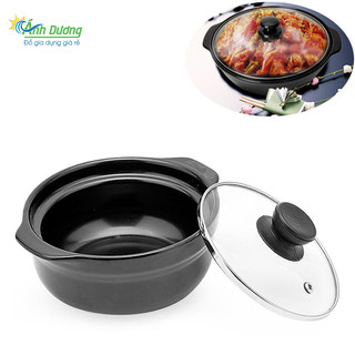 Nồi đất sứ tráng men cao cấp nắp kính kho thịt, kho cá 1L ( 17cm )