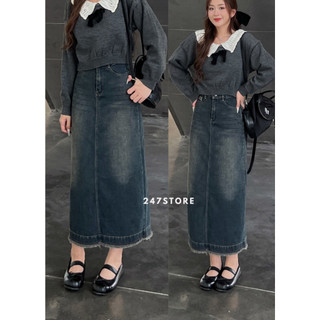 Chân váy jeans xẻ tà sau phong cách Hàn Quốc - 247store - CVtuarua8330_P13K2