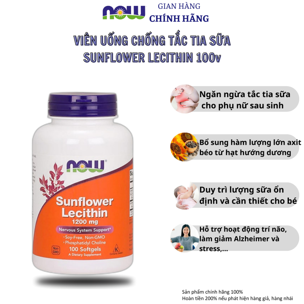 Viên Uống Chống Tắc Tia Sữa Now Sunflower Lecithin 1200mg 100 Viên Shopee Việt Nam 9835