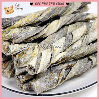 Snack da cá tuyết sấy khô cho chó mèo, làm sạch răng, loại bỏ mùi hôi miệng, cải thiện da lông