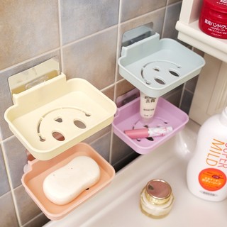 Khay Để Bánh Xà Phòng Dán Tường 2 Lớp Đáy Kín Hình Mặt Cười 2454