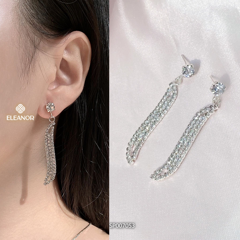 Bông tai nữ dáng dài đính đá đi tiệc Eleanor Accessories phụ kiện trang sức khuyên tai cô dâu 7046