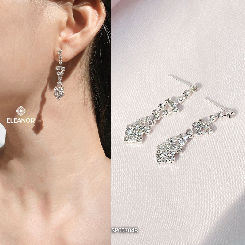 Bông tai nữ dáng dài đính đá đi tiệc Eleanor Accessories phụ kiện trang sức khuyên tai cô dâu 7046
