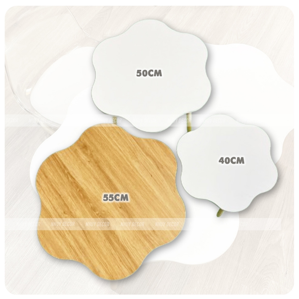 Bàn trà sofa hình Bông Hoa decor cực xinh ngồi bệt hoặc sofa, bàn trà 2 tầng hình bông hoa, bàn học Nhu Y Decor