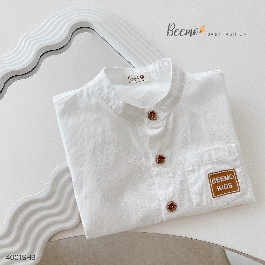 Set sơ mi cổ tàu phối túi kèm quần kaki cho bé, set bộ sơ mi áo công tử hàng thiết kế Beemo
