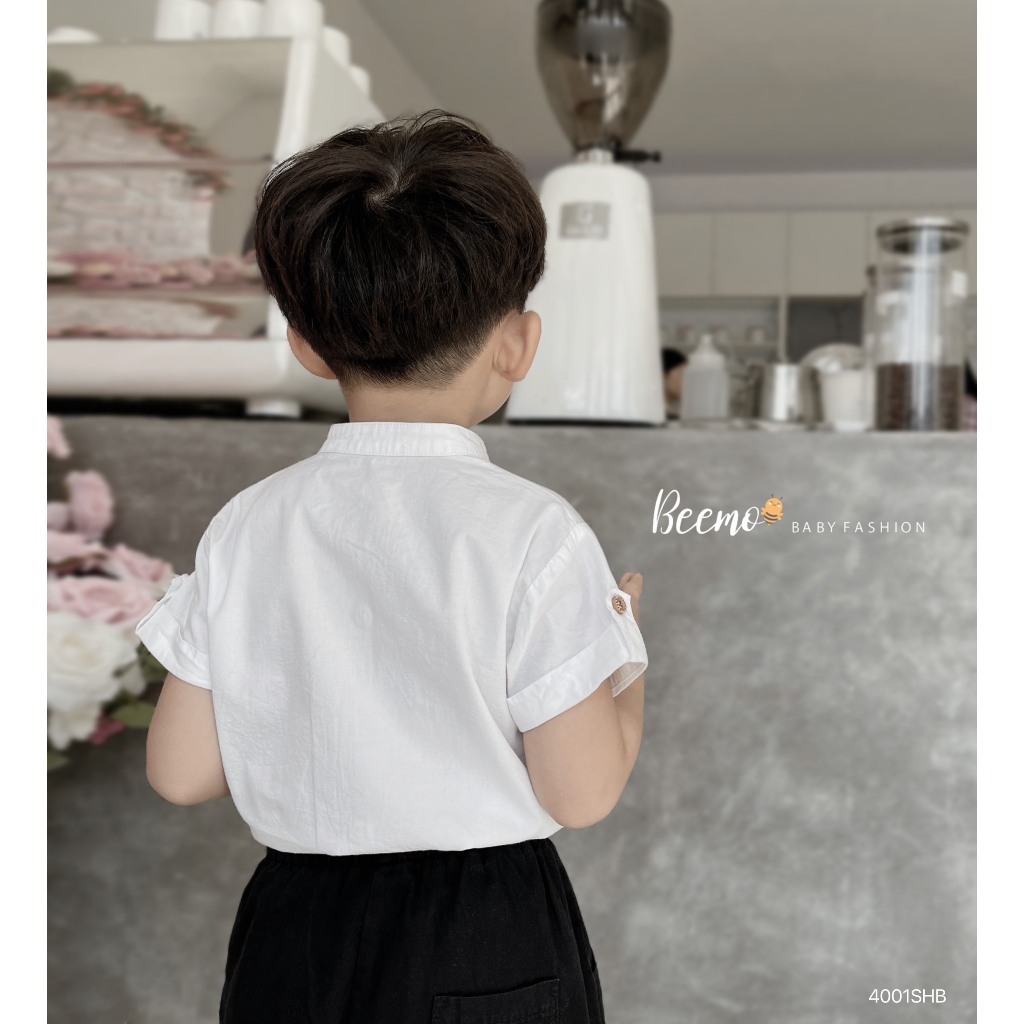 Set sơ mi cổ tàu phối túi kèm quần kaki cho bé, set bộ sơ mi áo công tử hàng thiết kế Beemo