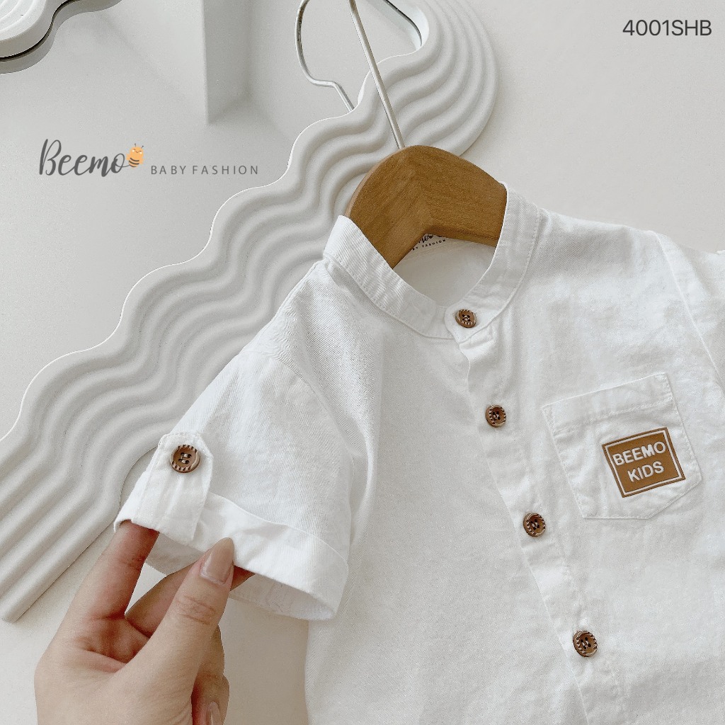 Set sơ mi cổ tàu phối túi kèm quần kaki cho bé, set bộ sơ mi áo công tử hàng thiết kế Beemo