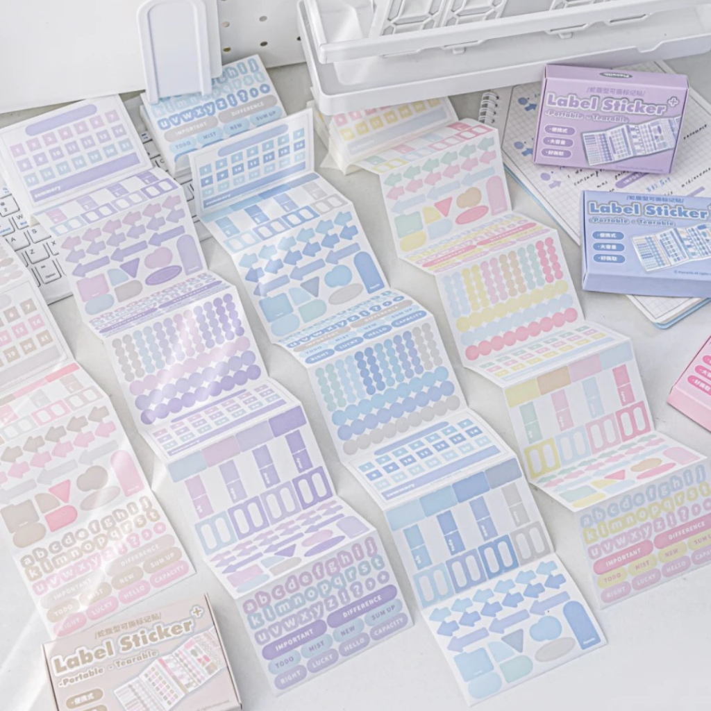 Hộp 60 Tờ LABEL Stickers+ Planwith Đầy Đủ Hình Dạng Thường Dùng Đánh ...