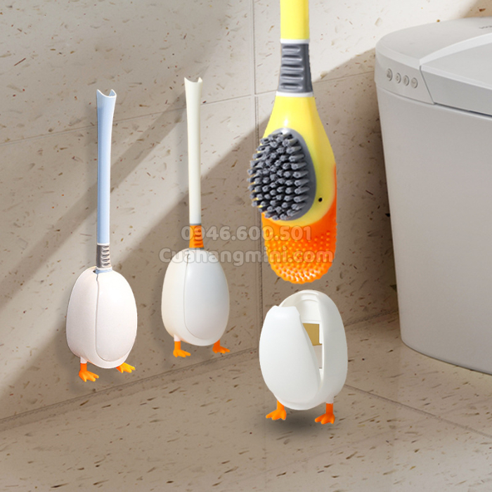 Cọ Vệ Sinh Toilet Silicone Đầu Mỏ Vịt Dán Tường