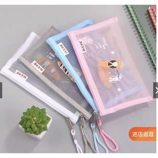 Túi đựng bút thỏ xinh 3 màu tiện ích cỡ A6, có khóa kéo (20x12cm)