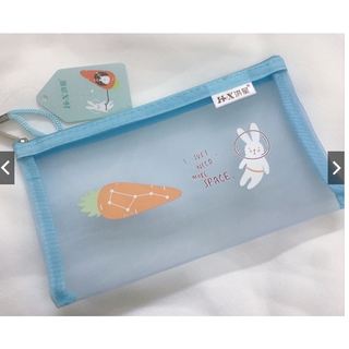 Túi đựng bút thỏ xinh 3 màu tiện ích cỡ A6, có khóa kéo (20x12cm)