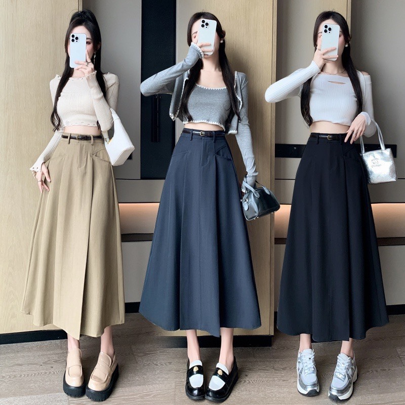 188 - Chân váy xòe dáng dài phong cách Hàn Quốc basic