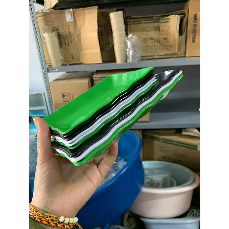 AMIZIN Đĩa nhựa phíp VIỆT NHẬT, đĩa chữ nhật cho quán ăn vặt, gia đình đủ màu sắc mã 1256,1257 AMIZIN