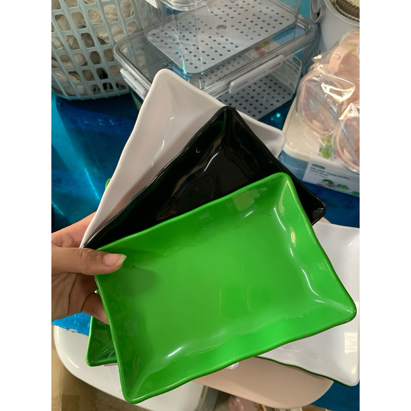 AMIZIN Đĩa nhựa phíp VIỆT NHẬT, đĩa chữ nhật cho quán ăn vặt, gia đình đủ màu sắc mã 1256,1257 AMIZIN
