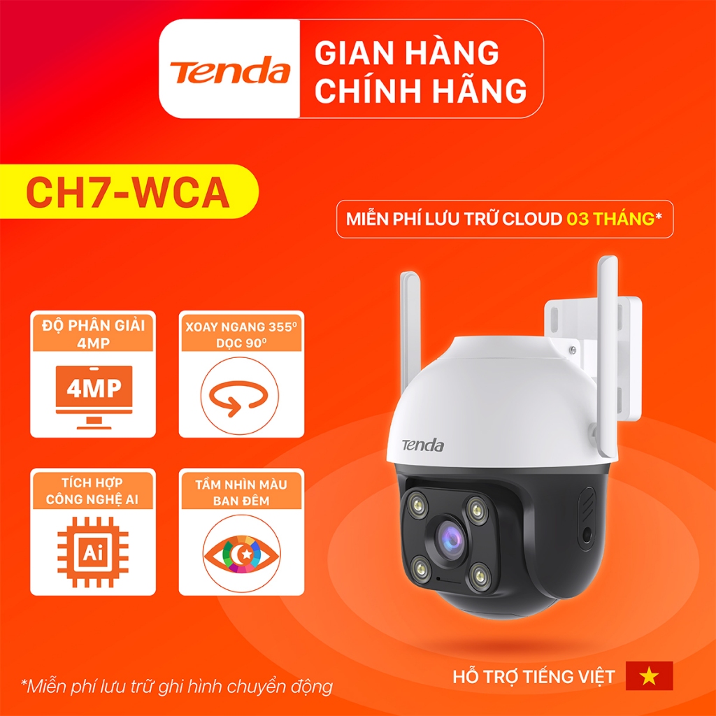 Ảnh Camera WiFi Tenda Ngoài Trời CH3/RH7 FHD 1080P/2MP/4MP/2K, Quay Quét 360 Độ, Tích Hợp Công Nghệ AI 3