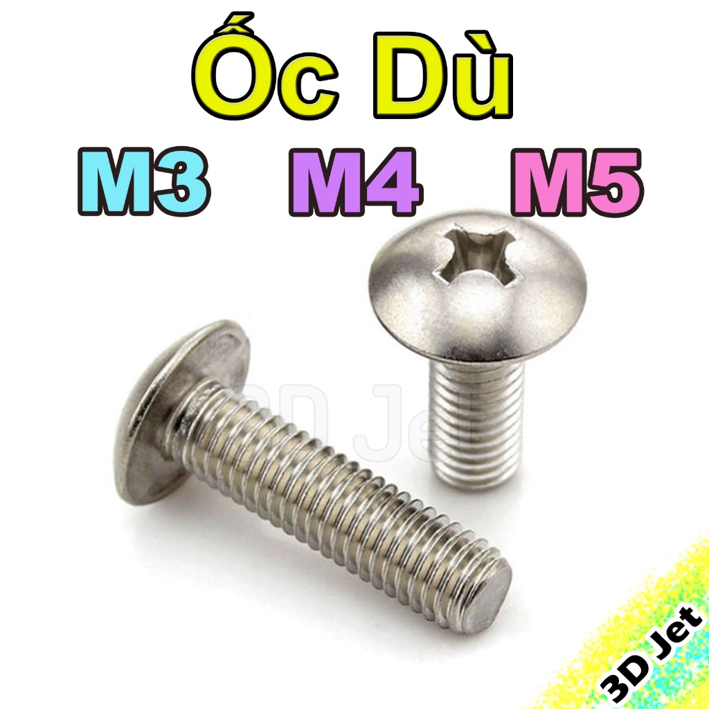20 Ốc Inox Dù 4 cạnh m3 m4 m5, oc du m4, bulong con tan, oc vit 4 canh ...