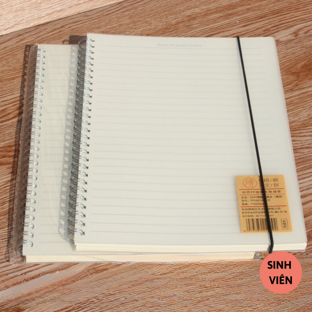 Sổ Tay Lò Xo, Sổ A6 A5 B5 A4 Bìa Trong Suốt, Giấy Trắng Ngà 160 trang ...