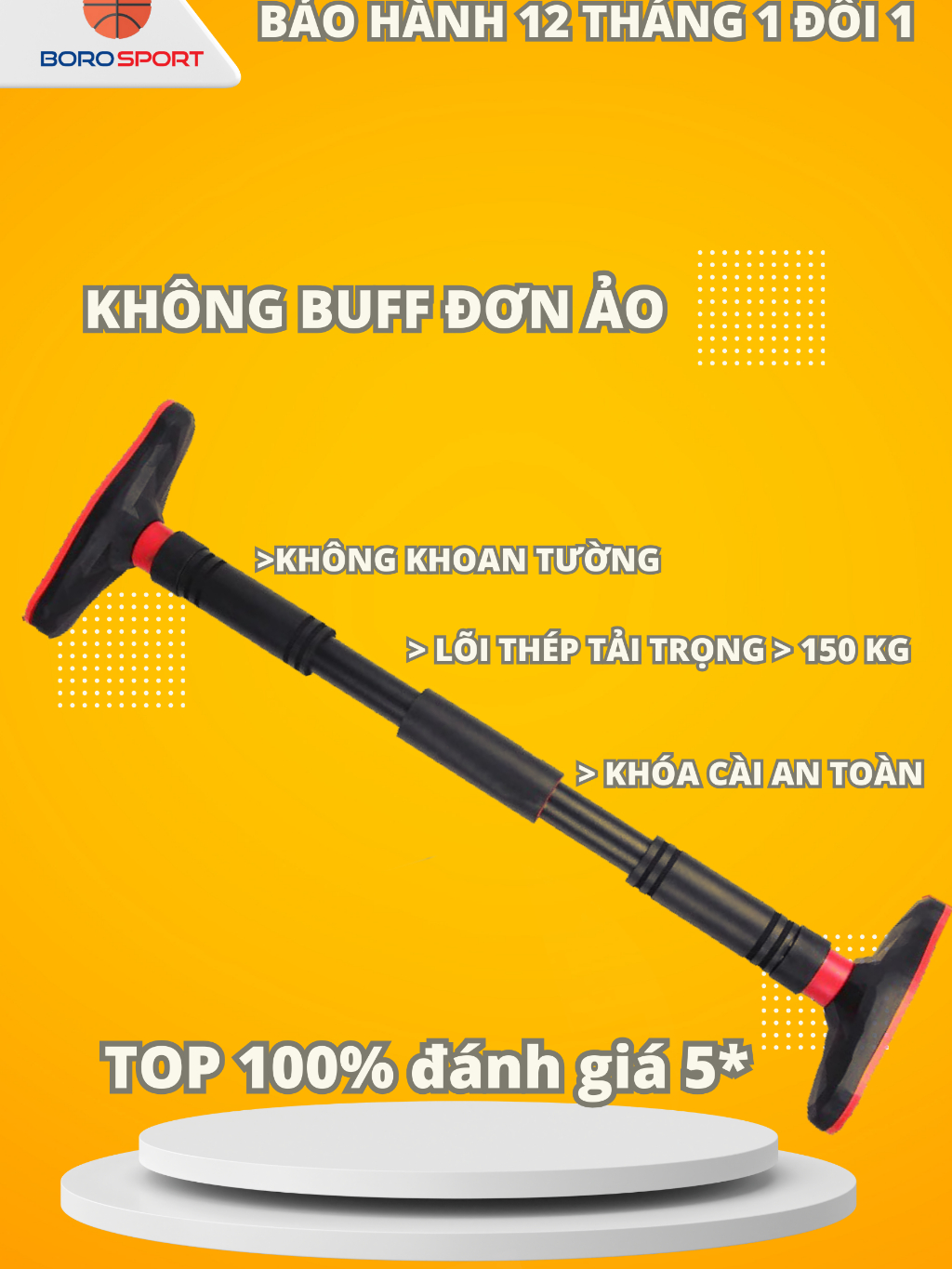 Ảnh Xà Đơn Treo Tường Bảo Hành 12 Tháng Thanh Xà Gắn Tường Tay Câm Bọc Đệm Chống Trượt Khóa An Toàn Cleacco XDTT Boro Sport 1