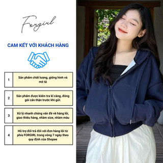 Áo khoác nỉ nữ dáng croptop Forgirl áo hoodie zip trơn chất liệu dày dặn thu đông siêu xinh T015