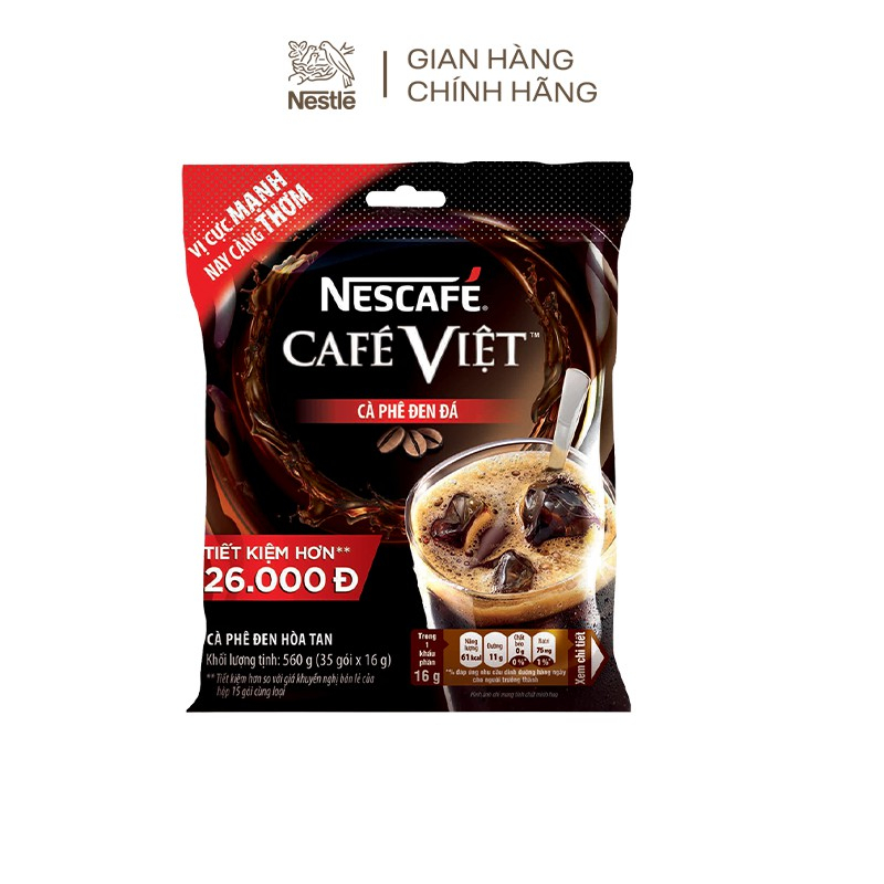 [tặng 3 gói)cà phê hòa tan Nescafé café Việt cà phê đen đá (Bịch 35 gói ...