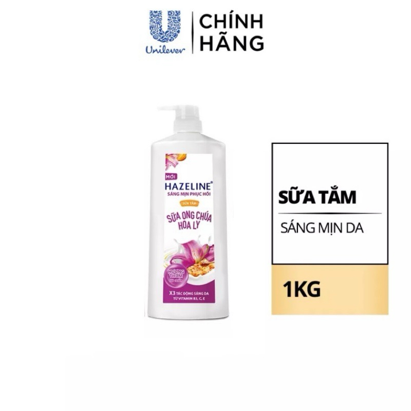 Sữa Tắm Hazeline Sữa Tắm Dưỡng Thể Thiên Nhiên Trắng Sáng Da Hazeline Chai 800g, 1kg