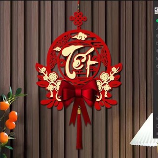 Phụ kiện trang trí tết dáng treo màu đỏ may mắn, decor ấm cúng cho tết cổ truyền