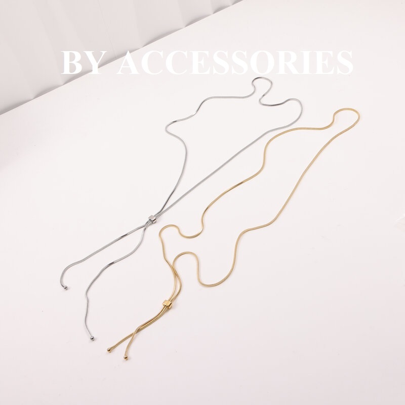 Dây chuyền nữ unisex titan dáng dài kiểu mì vuông rút dây thời trang không gỉ WN23111