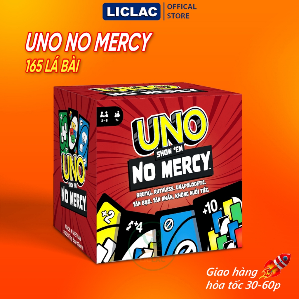 Bài UNO NO MERCY 165 lá phiên bản UNO +10 luật chơi hấp dẫn khắc nghiệt