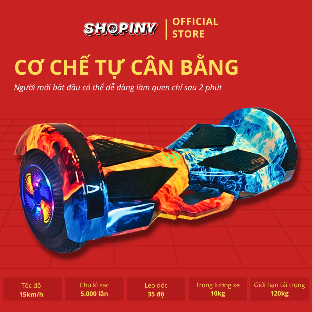 Xe Điện Cân Bằng 8 inch- Hai Bánh Lớn-  Đồ Chơi Trẻ Em- Phát nhạc Bluetooth- Có Đèn Led