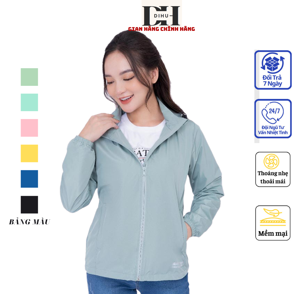 Áo khoác nữ DIHU, gió dù nữ tráng bạc mùa thu đông chống nước cản gió ...