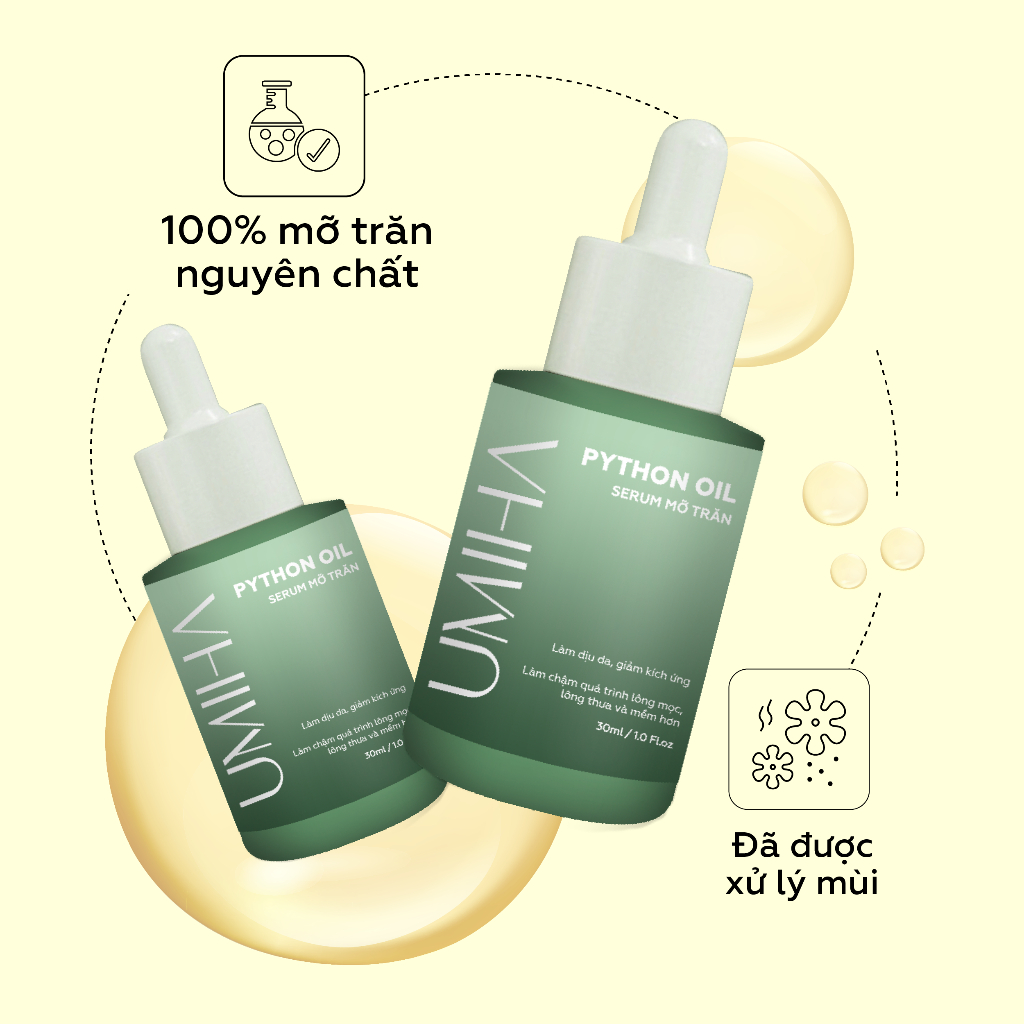 Ảnh Combo triệt lông UMIHA - Thay cho Máy triệt lông khi kết hợp Mỡ trăn triệt lông với Kem tẩy lông, Sáp Wax lông 3