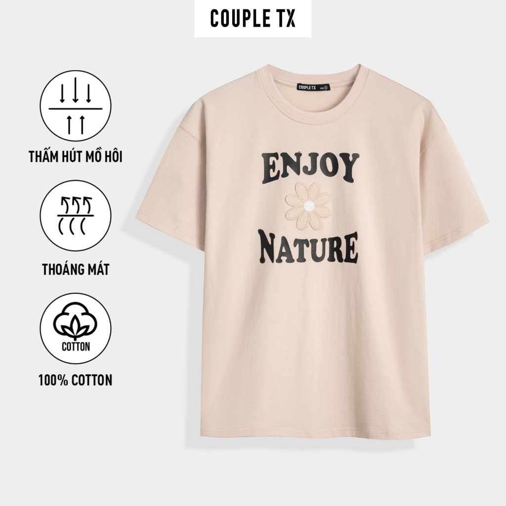 Ảnh Áo Thun Nữ Couple TX Oversize In Thêu Enjoy Nature WTS 2323 1