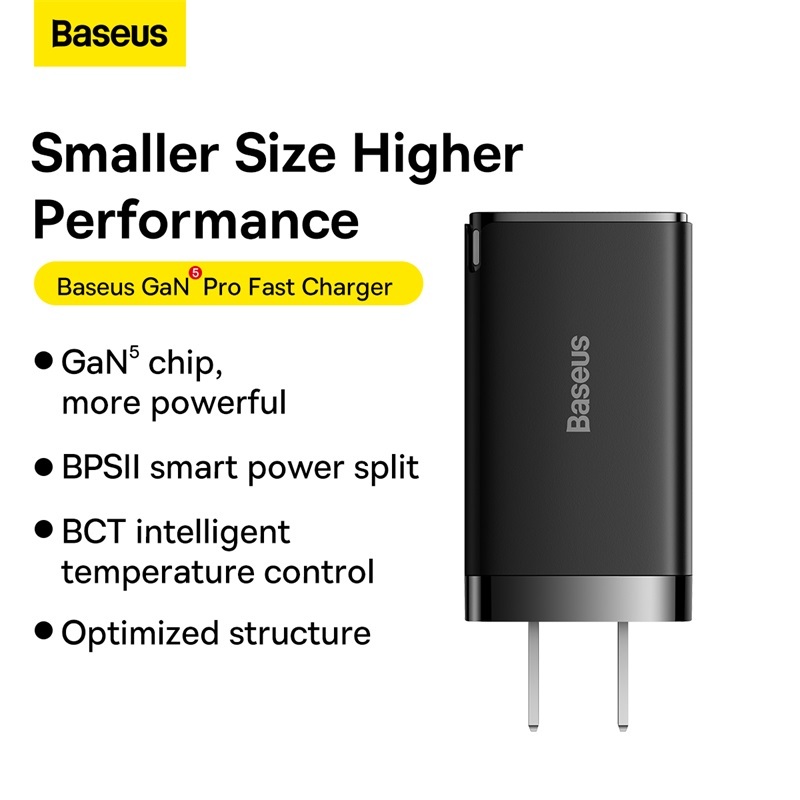 Củ Sạc Nhanh Baseus 65W GaN5 USB Type C 2C + U QC3.0 PD Sạc điện Củ sạc 65w Baseus GaN5 Pro 3 cổng sạc