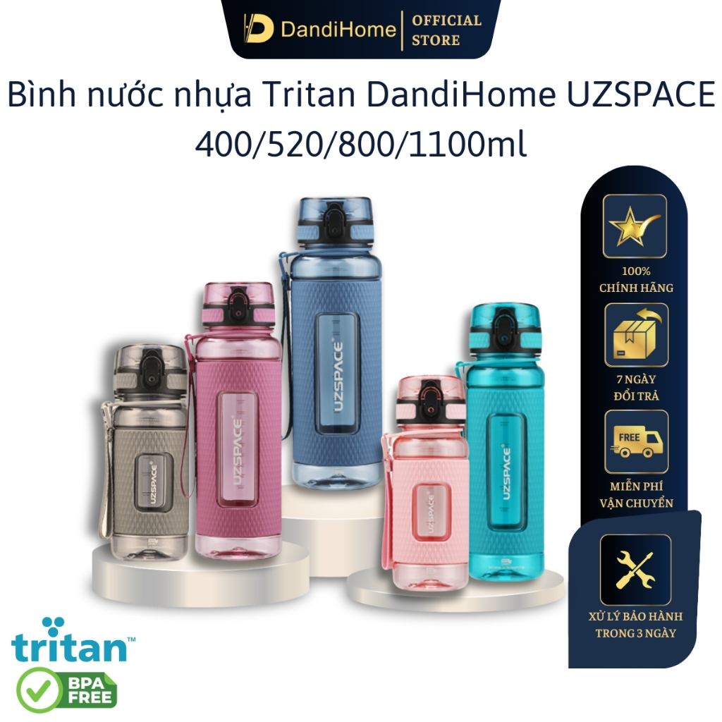 Ảnh Bình đựng nước bằng nhựa tritan cao cấp DandiHome Uzspace 400/520/800/1100ml 1