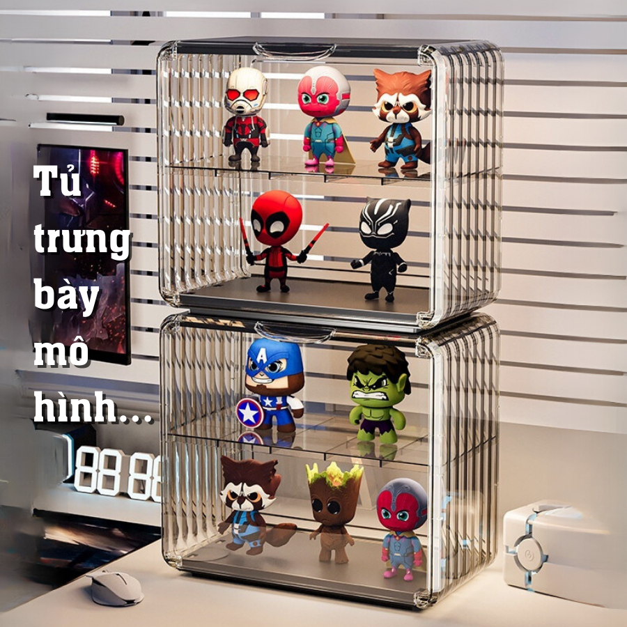 Kệ Đựng Ly Cốc, Bình Sữa, Tủ Đựng Mỹ Phẩm Để Bàn Bằng Acrylic Trong Suốt Chống Bụi sang trọng trong nhà